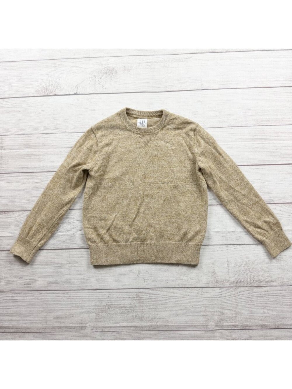 Gap Kids Beige Knit Sweater Long Sleeve Crewneck Pullover S 6-7